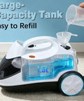 Get Rid Of Grime Fast With This Heavy Duty 1800W Steam Mop And Multipurpose Cleaner showing 1.5L water tank being refilled.