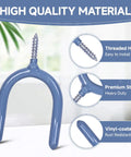 Heavy Duty Steel U Hooks 12 Pack With Anti Slip Coating for garage storage, showing hook with vinyl coating and threaded head.