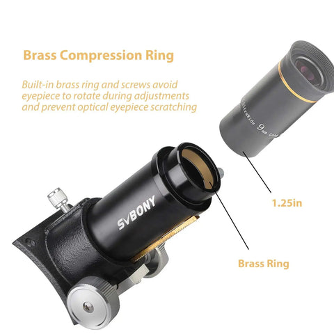 Rack And Pinion 1.25 Inch Focuser For Newtonian Reflectors With 65mm Travel, featuring brass ring design for solid lock.
