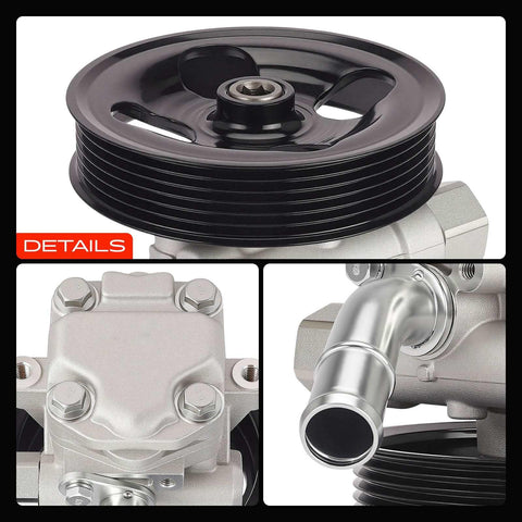 Power Steering Pump With Pulley For Jeep Wrangler 2012 2017 And 2018 JK 3.6L Gas V6 Replace 5154400AC, close-up view of components