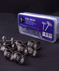 20 Pack Mini 1 Inch Wire Wheel Brushes With 1/8 Inch Round Shanks For Drill Attachments displayed beside packaging