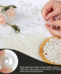 Butter Smooth Imitation Pearl Spacer Beads Kit With 10 Boxes Of 3 To 14 Mm Assorted Sizes For Diy Jewelry Making Craft Supplies And Hobby Projects Includes Beige Tool Set, showcased with jewelry tools and flowers.