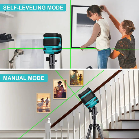 Green Laser Level LV8 Upgraded With Bright Green Beam, Enhanced Visibility And Adjustable Brightness in use on jobsite.