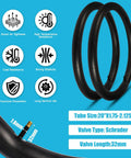 Two Pack 20 Inch Mountain Bike Tire Set With 1.95 Inch Puncture Resistant Folding Tires For Off Road Riding Includes Inner Tubes