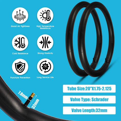 Two Pack 20 Inch Mountain Bike Tire Set With 1.95 Inch Puncture Resistant Folding Tires For Off Road Riding Includes Inner Tubes