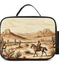 Insulated Lunch Bag With Desert Cactus And Cowboys Riding Horses Design, Big Capacity Portable Meal Tote, landscape view