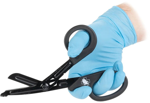 7.25 Inch Trauma Shears Black Stainless Steel Safety Scissors For Med Pros Paramedics Premium Grade Sharp Edge With Clothing Lift Lip And Rounded Tip