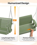 Upgraded Wooden Patio Swing Bench With Adjustable Chains For Outdoor Lounging And Hangout, Heavy Duty 880 Lb Capacity, 5 Ft Green Swing Chair