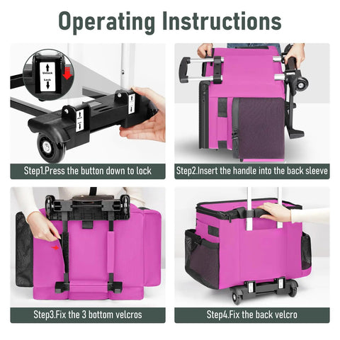 Assembly instructions for the Cleaning Caddy With Wheels, Extra Large 39L Rolling Organizer Bag With Detachable Trolley