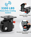 Top Shelf Leveling Casters Set Of 4 Beast Mode Ratchet Arm Base With 3300 Lbs Capacity showing a heavy-duty caster with a stamped steel top plate.