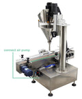 No Sweat Automatic Powder Filler Machine For 10 To 200 Gram Subpackets featuring stainless steel design and precision air pump connection.