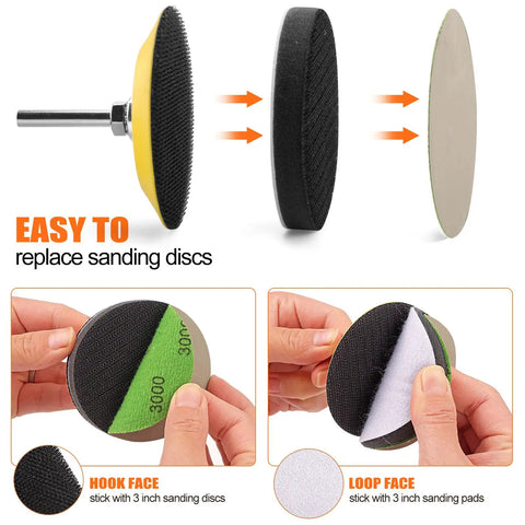 Five Pack 3 Inch Foam Interface Pads With Hook And Loop Backing For Detail Sanding Soft Density Buffing Pads For 3 Inch Discs Drill And Mini Rotary Sander Great For Finishing And Smoothing Surfaces