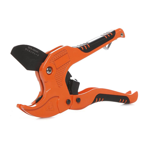 Ratcheting Pipe Cutter for PVC PEX and PPR Tubing, One Hand Operation, Fast Clean Cuts With Ratchet Drive, Cuts Up To One And A Quarter Inch Outer Diameter, Easy to Use Hose and Tube Cutter