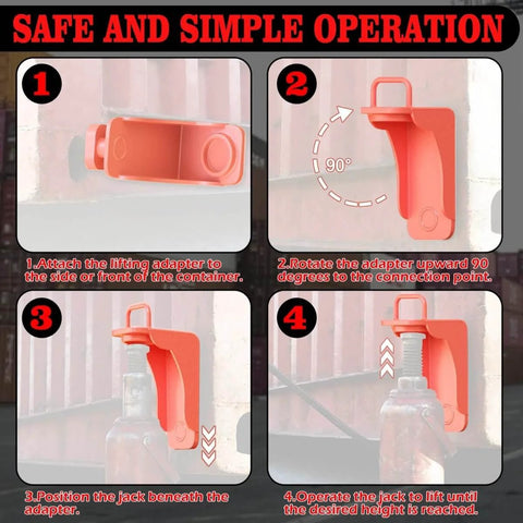 Step-by-step guide using 2 Pack Heavy Duty Shipping Container Jack Lug Set With U Shape Handle And Limiter for stabilization.