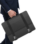 A person in a suit holding a Slick Grab And Go Accordion File Organizer With Hella Spacious Pockets For Letter Size Paperwork.