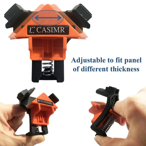 Right Angle Corner Clamp Set 4 Pack Adjustable Single Hand Spring Loaded Clip for Woodworking 90 Degree Joints