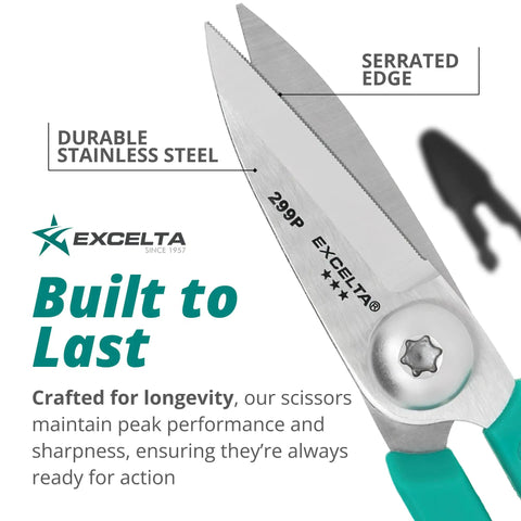 Kevlar Cutting Scissors With 5.5 Inch Overall Length And 1.75 Inch Straight Blade, Serrated Edge For Tough Materials, Stainless Steel Blades, Comfort Molded Handles, Pro Grade Heavy Duty Shears For Fabric And More