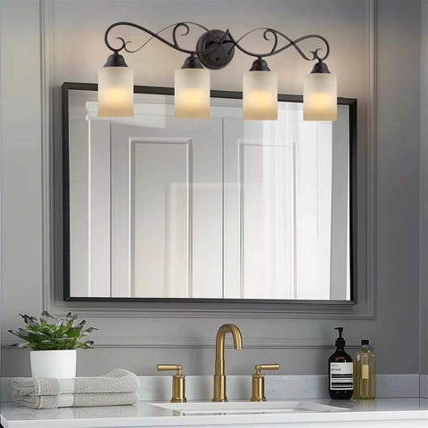 Amber Glass Cylinder Pendant Shades Set Of 3 For Vanity Lights And Chandeliers, 6 Inch By 4 Inch, Modern Upgrade, Fits Threaded Medium Base Sockets