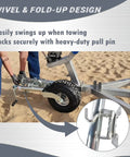 Boat trailer tongue jack with bolt-on swivel mount, hand crank, and 13.38-in heavy-duty wheel, silver