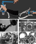 Top Shelf Hydraulic Gear Puller With 5 To 50 Ton Capacity and two or three jaw bearing hub separator in use on a tough jobsite.