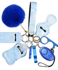 Everyday Safety Keychain Set For Women And Kids With No Touch Door Opener Personal Alarm Whistle Pom Pom And 10 Self Defense Accessories