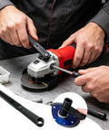 Heavy Duty Multi Function Angle Grinder Wrench And Flange Nut Adjuster For Quick Disc Swaps Sander Grip Tight Tightening Tool in use on a grinder.
