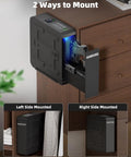 Slick Fingerprint Biometric Gun Safe With Slider Bedside Design For Handgun Quick Access Nightstand Mount showing left and right side installations.