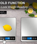 Food Scale For Real Kitchen Pros With 22 Pound Capacity, 0.1 Ounce And 1 Gram Increments, lemons on scale, hold function