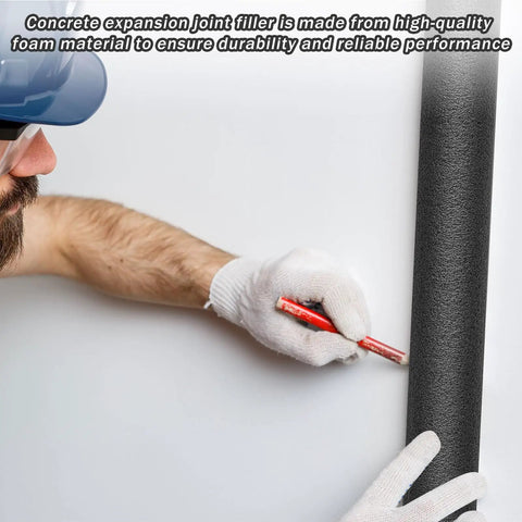Pro Grade Foam Backer Rods 12 Pack For Expansion Joints, 1.5in thick black foam installed for sealing concrete gaps.