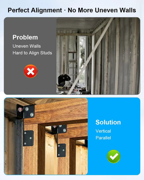 Heavy Duty Shipping Container Brackets With Laser Precision Alignment Keeps 2x4 And 2x6 Lumber Straight As An Arrow for improved stud alignment.