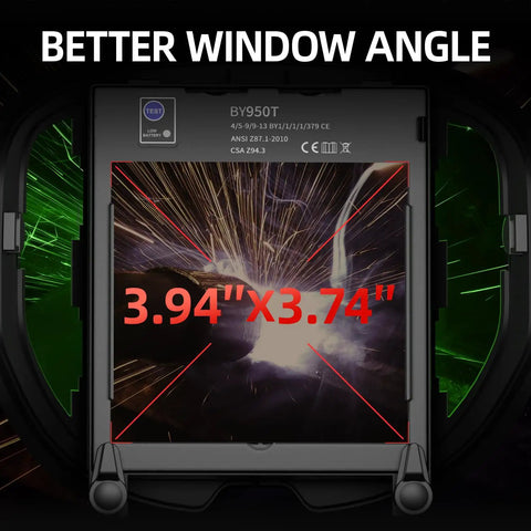Top Notch Panoramic Welding Helmet With True Color View Solar Powered Auto Darkening Shield Large 3.94 By 3.74 Inch Viewing Window Side View Panel Four Arc Sensors Wide Shade Range 4 5 8 9 13 Ideal For TIG MIG ARC Plasma