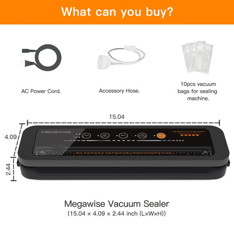 No Sweat Automatic Vacuum Sealer That Works Like A Charm With 80Kpa Suction For Dead Simple Food Preservation with accessories.