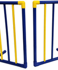 Blue and yellow Agility Free Standing Wings For Dogs Pro Grade PVC Indoor Outdoor Obstacle Training Equipment Lightweight Yet Durable
