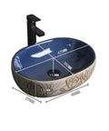 Hella Sleek Round Porcelain Bathroom Vessel Sink With Chrome Pop Up Drain Above Counter Vanity Art Basin measuring 475x350 mm.