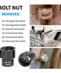 Bolt Nut Extractor Set Heavy Duty Metric Eight To Twenty Seven Millimeter With Impact Lug Removal Tool shown with sockets and bolts
