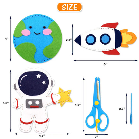 Cool Outer Space Sewing Kit For Kids DIY Felt Crafts With Nine Planet Pieces And Two Space Patterns Rocket And Astronaut showcase