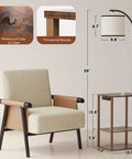 Floor Lamp With Table And USB Charging Station End Table With Shelves, chair beside modern lamp with 3-color LED bulb
