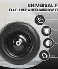 Flat Free Wheelbarrow Tire And Wheel Set, 14.5 Inch Solid Wheel With 3 Inch Hub, Universal Replacement For 4.80 By 4.00-8