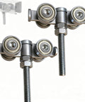 Four Wheel Strut Channel Trolley Assembly For 1-5/8 Inch Wide Unistrut Doors, stainless steel, 2-pack, heavy-duty, front view
