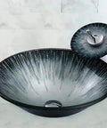 USZWBY 18'' Tempered Glass Vessel Sink,Starlight Design Artistic Bathroom Vessel Sink,Above Counter Basin Bowl top view with faucet.
