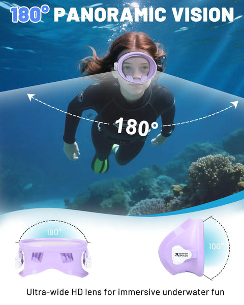 Person snorkeling with No Leak Diving Mask For Snorkeling And Free Diving With 180 Degree Wide View HD Oval Tempered Glass Lens And Food Grade Silicone Goggles