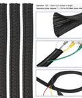 Black braided cable sleeves from Cable Management Kit 163 Piece Bundle With Wire Organizer Sleeves Self Adhesive Cable Holders