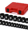 19 Piece One Half Inch Drive Standard Impact Socket Set SAE Shallow Depth Three Eighths To One And One Half Inch Cr-Mo Alloy Steel Radius