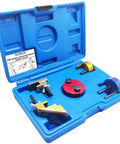 Auxiliary Stretch Belt Remover And Installer Tool For Quick Easy Belt Swaps kit in blue case with components visible