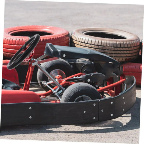 Dope 14 Inch PU Drifting Steering Wheel With Horn Button Universal Fit For Car Golf Cart And Racing Simulators mounted on a go-kart.
