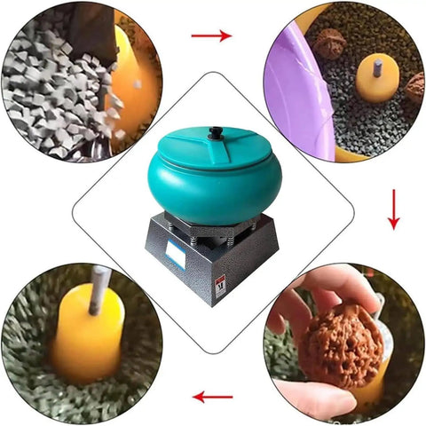 Heavy Duty Vibrating Polisher Kit With Electric Polisher And Rock Tumbler Drum, 6.2L Capacity, used for polishing surfaces