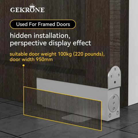 Self Closing Concealed Door Pivot Hinges Heavy Duty Spring Hydraulic System With 360 Degree Rotation Stainless Steel Invisible Hidden Door Hinge For Wood Doors Adjustable Speed Supports Up To 220 Lbs