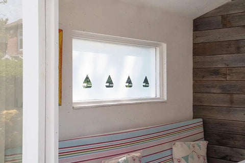 Installed Privacy Frost Window Film 26 By 59 Inch Roll Reusable Static Cling on small rectangular window in a cozy room.