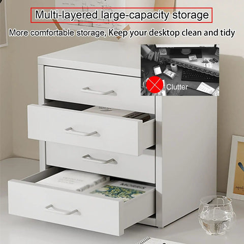 Must-Have Multi Layer Metal Desk Drawer Organizer Rack, Space Saving File Cabinet For Home Office Or Dorm, 3-layer white open drawers