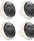 4 Pack 1.37 Inch Round Cabinet Knobs In White With Dandelion Design Drawer Pulls, includes stainless steel screws